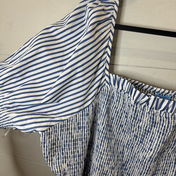 Draper James Women's Smocked Dress White and Blue Size 3X - Picture 4 of 8